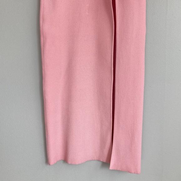 NWT Zeynep Arcay Halter Neck Vintage Rose Backless Slit Midi Knit Dress - Picture 5 of 7